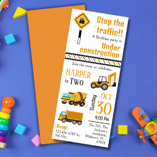 Einfache niedliche Baukastenwagen Kinder 2. Geburt Einladung