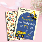 Einfache niedliche Baukastenwagen Kinder 2. Geburt Einladung