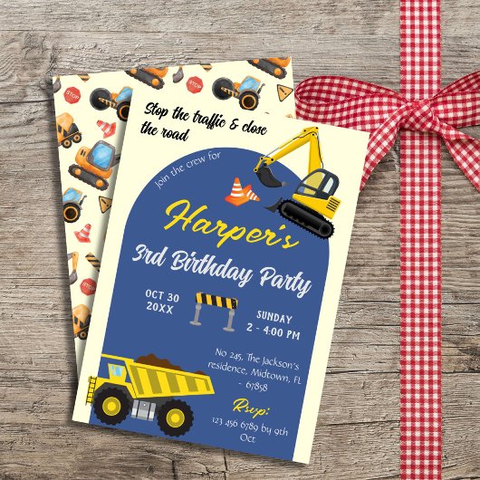 Einfache niedliche Baukastenwagen Kinder 3. Geburt Einladung