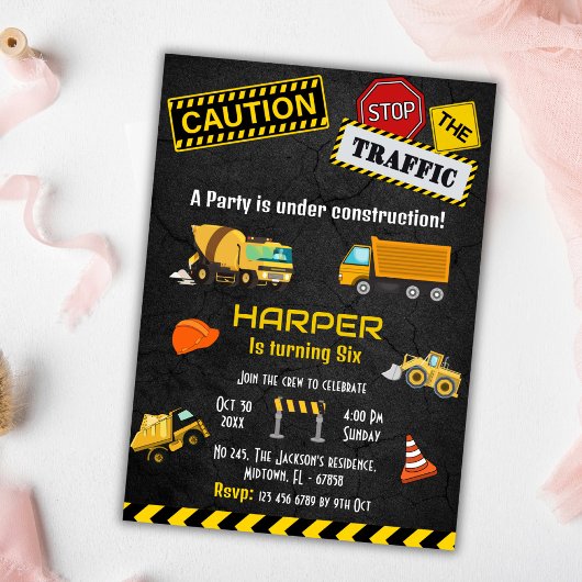 Einfache niedliche Baukastenwagen Kinder 6 Jahre a Einladung