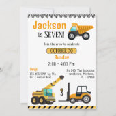 Einfache niedliche Baukastenwagen Kinder 7. Geburt Einladung (Vorderseite)