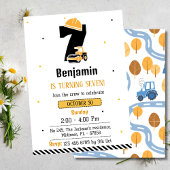 Einfache niedliche Baukastenwagen Kinder 7. Geburt Einladung