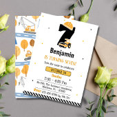 Einfache niedliche Baukastenwagen Kinder 7. Geburt Einladung