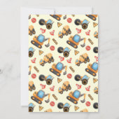 Einfache niedliche Baukastenwagen Kinder 7. Geburt Einladung (Rückseite)