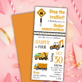 Einfache niedliche Bauskinder 4. Geburtstag Einladung