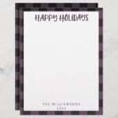 Einfache Niedliche Bezeichnung Lila Karierter Urla Briefbogen (Vorne/Hinten)