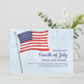 Einfache Niedliche, blaue Amerikanische Unabhängig Einladung (Stehend Vorderseite)
