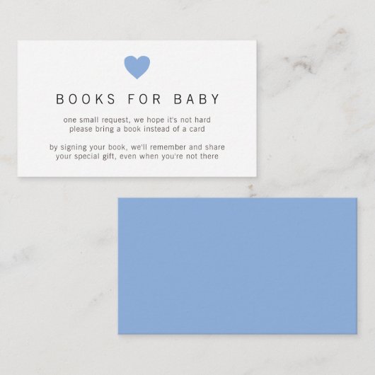 Einfache Niedliche Blue Heart Books für Babydusche Begleitkarte (Vorne/Hinten)