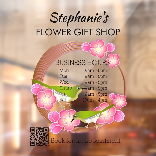 Einfache Niedliche Blume Geschenkshop mit QR-Code Fensteraufkleber (Blatt 2)