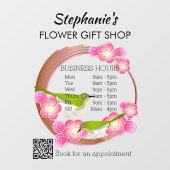 Einfache Niedliche Blume Geschenkshop mit QR-Code Fensteraufkleber (Blatt)