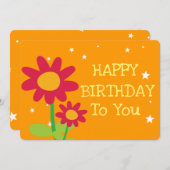 Einfache Niedliche Blume Happy Birthday Grußkarte (Vorne/Hinten)