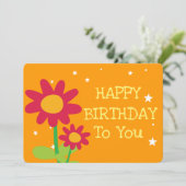 Einfache Niedliche Blume Happy Birthday Grußkarte (Stehend Vorderseite)