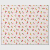 Einfache Niedliche Blumenrosa-Rose Geschenkpapier (Flach)