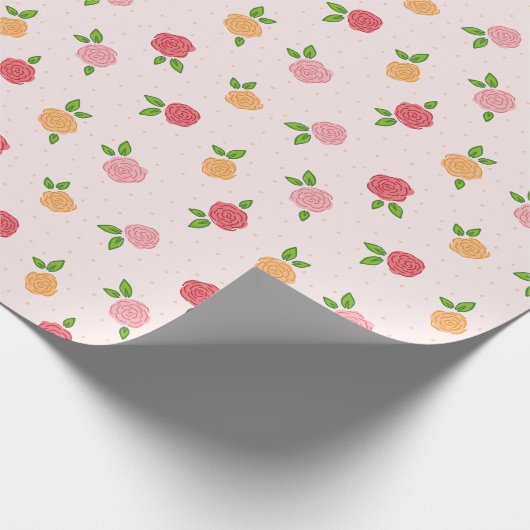 Einfache Niedliche Blumenrosa-Rose Geschenkpapier (Ecke)