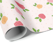 Einfache Niedliche Blumenrosa-Rose Geschenkpapier (Rolleneckpunkt)