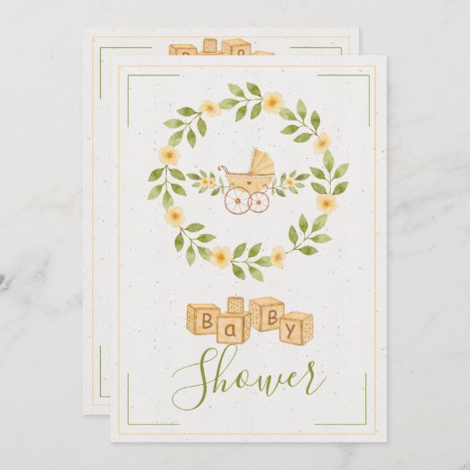 Einfache Niedliche Blütendusche Einladung (Vorne/Hinten)