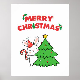 Einfache Niedliche Bunny Animal Cartoon Weihnachte Poster