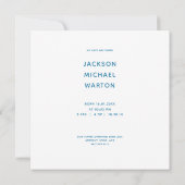 Einfache Niedliche Bunny No Foto Neugeborener Jung Ankündigung (Rückseite)