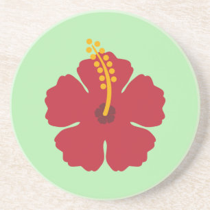Einfache Niedliche Cartoon Roter Hibiskus Blume Getränkeuntersetzer