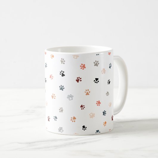 Einfache Niedliche Cat Paws Print Pattern Multicol Kaffeetasse (VorderseiteRechts)