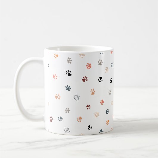 Einfache Niedliche Cat Paws Print Pattern Multicol Kaffeetasse (Links)