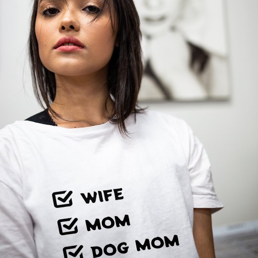 Einfache Niedliche Checkbox-Ehefrau Mama Hund Mama T-Shirt