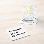 Einfache Niedliche Checkbox Mann, Vater, Dog Papa Rechteckiger Pappuntersetzer (Vor Ort)