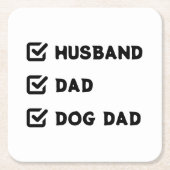 Einfache Niedliche Checkbox Mann, Vater, Dog Papa Rechteckiger Pappuntersetzer (Vorderseite)