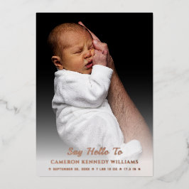 Einfache Niedliche Custom Foto Neuborn Hello Baby Folieneinladung