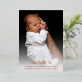 Einfache Niedliche Custom Foto Neuborn Hello Baby Folieneinladung (Stehend vorne)