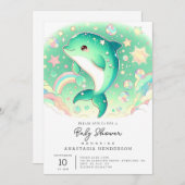 Einfache Niedliche Dolphin-Babydusche Einladung (Vorne/Hinten)