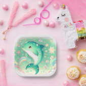 Einfache Niedliche Dolphin-Babydusche Pappteller (Party)