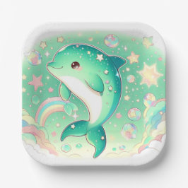 Einfache Niedliche Dolphin-Babydusche Pappteller