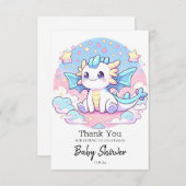 Einfache Niedliche Dragon Baby-Dusche Dankeskarte (Vorne/Hinten)