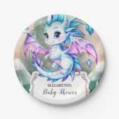 Einfache Niedliche Dragon Baby-Dusche Pappteller (Vorderseite)