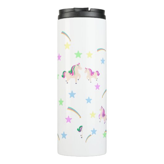 Einfache Niedliche Einhornregenbogenstruktur nahtl Thermosbecher (Rückseite)