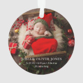 Einfache Niedliche Elegant Foto Baby First Christm Ornament (Rückseite)
