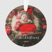 Einfache Niedliche Elegant Foto Baby First Christm Ornament (Vorderseite)