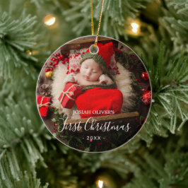Einfache Niedliche Elegant Foto Baby's First Chris Keramik Ornament