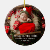 Einfache Niedliche Elegant Foto Baby's First Chris Keramik Ornament (Hinten)