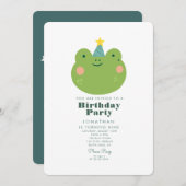 Einfache Niedliche Froschwälder mit Tieren zum Geb Einladung (Vorne/Hinten)