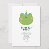 Einfache Niedliche Froschwälder mit Tieren zum Geb Einladung (Vorderseite)