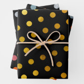 Einfache Niedliche Girly Black mehrfarbige Polka D Geschenkpapier Set (Beispiel)