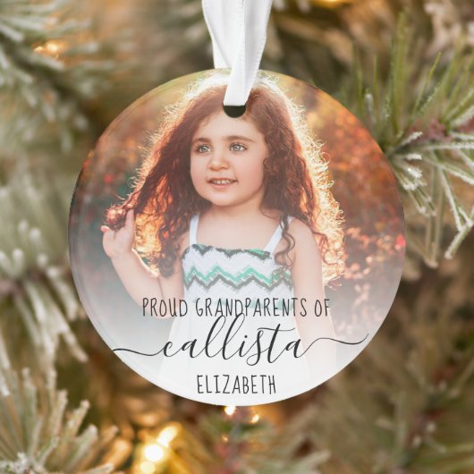 Einfache Niedliche Großeltern Foto Name Ornament (Baum)
