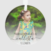 Einfache Niedliche Großeltern Foto Name Ornament (Rückseite)