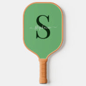 Einfache Niedliche grüne Monogrammbezeichnung Pickleball Schläger (Vorderseite)