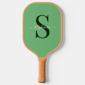 Einfache Niedliche grüne Monogrammbezeichnung Pickleball Schläger (Rückseite)