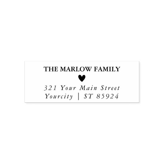 Einfache Niedliche Herzfamilie Name & Rücksendeadr Permastempel (Design)