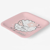 Einfache Niedliche Jumping, weißes Lamm 1. Geburts Pappteller (Gewinkelt)