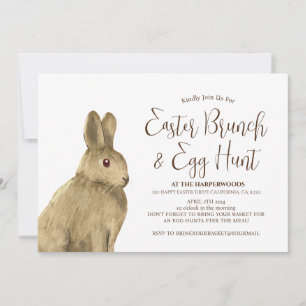 Einfache Niedliche Kaninchen Osterbrunch Ei Jagd Einladung